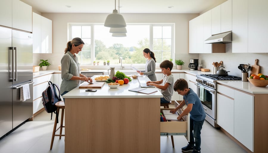 Family cooking together in modern kitchen illustrating daily kitchen use patterns
